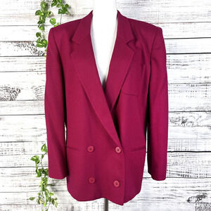 Vintage Jones New York Blazer Jacket size 14 Hot Pink Wool Y2K 80's 90's Career